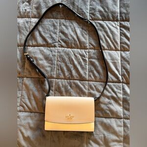 Kate Spade Perry Beige White Saffiano Leather Flap Crossbody- NEVER USED!